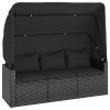 4 pcs conjunto de sofás para jardim c/ almofadões vime PE preto - Image 5