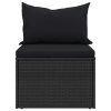 4 pcs conjunto de sofás para jardim c/ almofadões vime PE preto - Image 10