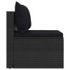 4 pcs conjunto de sofás para jardim c/ almofadões vime PE preto - Image 11