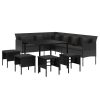 6 pcs conjunto de jantar p/ jardim c/ almofadões vime PE preto - Image 4