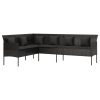 6 pcs conjunto de jantar p/ jardim c/ almofadões vime PE preto - Image 5