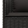 6 pcs conjunto de jantar p/ jardim c/ almofadões vime PE preto - Image 6