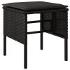 6 pcs conjunto de jantar p/ jardim c/ almofadões vime PE preto - Image 8