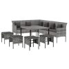 6 pcs conjunto de jantar p/ jardim c/ almofadões vime PE cinza - Image 3
