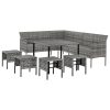 6 pcs conjunto de jantar p/ jardim c/ almofadões vime PE cinza - Image 4