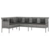 6 pcs conjunto de jantar p/ jardim c/ almofadões vime PE cinza - Image 5