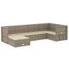 6 pcs conjunto lounge de jardim c/ almofadões vime PE cinzento - Image 4