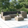 6 pcs conjunto lounge de jardim c/ almofadões vime PE cinzento