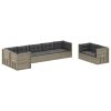 8 pcs conjunto lounge de jardim c/ almofadões vime PE cinzento - Image 3