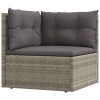 8 pcs conjunto lounge de jardim c/ almofadões vime PE cinzento - Image 5