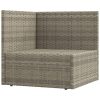 8 pcs conjunto lounge de jardim c/ almofadões vime PE cinzento - Image 6