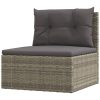 8 pcs conjunto lounge de jardim c/ almofadões vime PE cinzento - Image 8