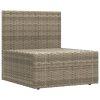 8 pcs conjunto lounge de jardim c/ almofadões vime PE cinzento - Image 9