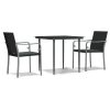 3 pcs conjunto de jantar p/ jardim c/ almofadões vime PE e aço - Image 2