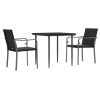 3 pcs conjunto de jantar p/ jardim c/ almofadões vime PE e aço - Image 3