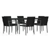 7 pcs conjunto de jantar p/ jardim c/ almofadões vime PE e aço - Image 3