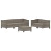 6 pcs conjunto lounge de jardim c/ almofadões vime PE cinzento - Image 4