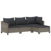 6 pcs conjunto lounge de jardim c/ almofadões vime PE cinzento - Image 6
