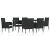 7 pcs conjunto de jantar para jardim vime PE e aço preto - Image 2