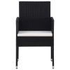 7 pcs conjunto de jantar para jardim vime PE e aço preto - Image 5