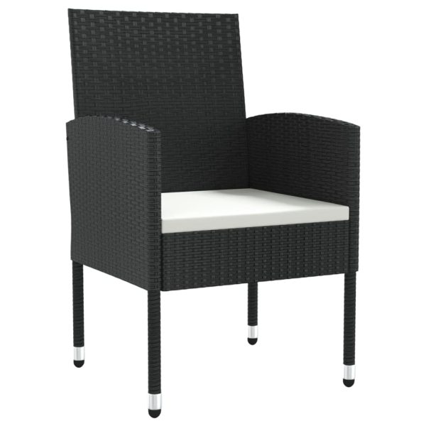 9 pcs conjunto de jantar para jardim vime PE e aço preto - Image 4
