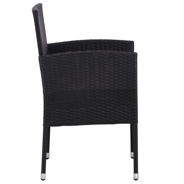 9 pcs conjunto de jantar para jardim vime PE e aço preto - Image 6