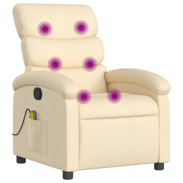 Poltrona de massagens reclinável tecido cor creme - Image 2