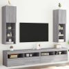 Móveis de TV com luzes LED 2 pcs 30,5x30x102 cm cinzento sonoma - Image 3