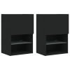 Móveis de TV com luzes LED 2 pcs 40,5x30x60 cm preto - Image 2