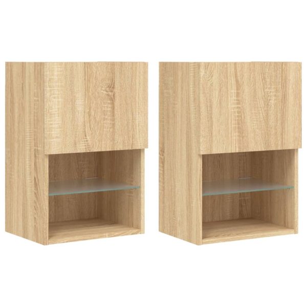 Móveis de TV com luzes LED 2 pcs 40,5x30x60 cm carvalho sonoma - Image 2