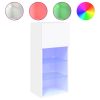 Móveis de TV com luzes LED 2 pcs 40,5x30x90 cm branco - Image 6