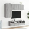 4 pcs móveis de parede p/ TV derivados de madeira cinza sonoma - Image 3