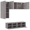 4 pcs móveis de parede p/ TV derivados de madeira cinza sonoma - Image 4