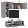 4 pcs móveis de parede p/ TV derivados de madeira cinza sonoma