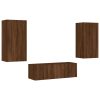 3 pcs móveis de parede para TV com luzes LED carvalho castanho - Image 3