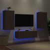 3 pcs móveis de parede para TV com luzes LED carvalho castanho - Image 4