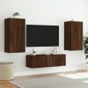 3 pcs móveis de parede para TV com luzes LED carvalho castanho - Image 5