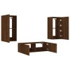 3 pcs móveis de parede para TV com luzes LED carvalho castanho - Image 6