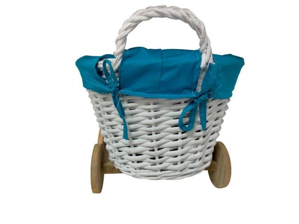 CESTA DE MIMBRE EN FORMA DE CARRITO AZUL - Image 3