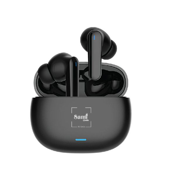 AURICULAR SAMI SONORA SILICONA TWS 30mAh C/CARG. NEGRO