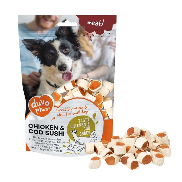 DUVO MEAT SUSHI DE POLLO Y BACALAO BOLSA 180 GR