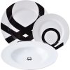 CONJUNTO 18PCS LOIÇA DE PORCELANA DESENHO ESTAMPADO PRETO-CASA BENETTON