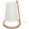 CANDEEIRO DE MESA DE BAMBÚ + ABAJUR  DE PLÁSTICO H26