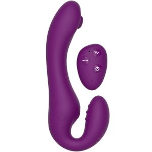 XOCOON - VIBRADOR STRAP-ON 2 EM 1 SEM ALÃAS COM CONTROLE REMOTO ROXO