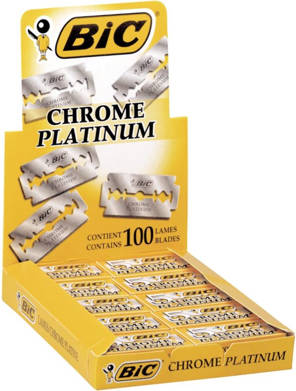 Bic Chrome Platinum Expositor de 20 Cajas de 5 Hojas de Afeitar Doble Filo