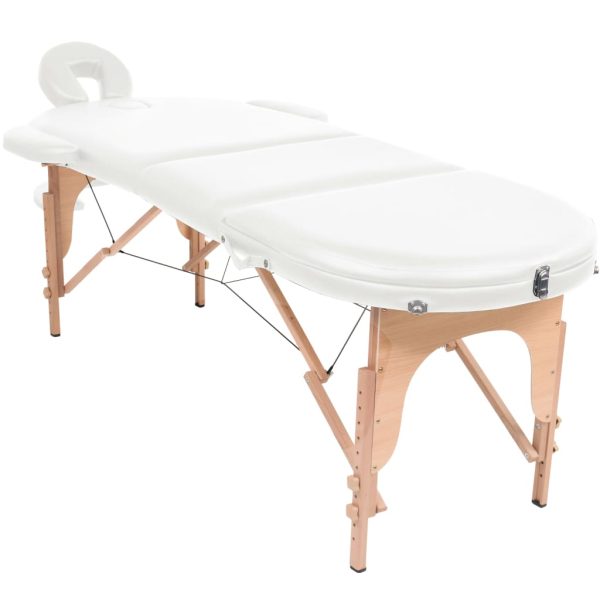 Mesa de massagem dobrável c/ 2 rolos 4cm espessura oval branco - Image 2