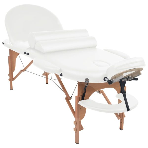 Mesa de massagem dobrável c/ 2 rolos 4cm espessura oval branco - Image 3