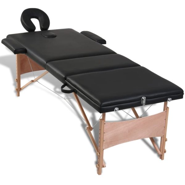 Mesa de massagens dobrável 3 zonas + estrutura de madeira preto - Image 5
