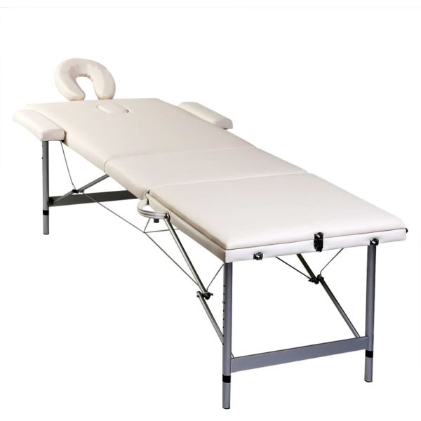 Marquesa Dobrável Branco Creme com 3 Zonas e Estrutura de Alumínio - Image 4