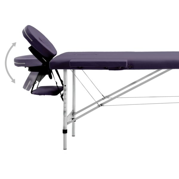 Mesa de massagens dobrável 2 zonas alumínio roxo - Image 5
